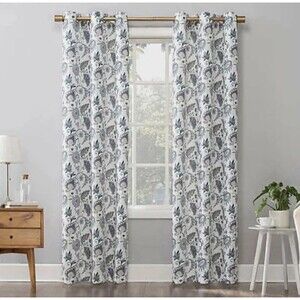 No.918 Emiko Vintage Scroll Floral 84-Inch Grommet Curtain Panel in Lavender x2